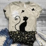 Women's creative digital printing short sleeve T-shirt