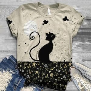 Women's creative digital printing short sleeve T-shirt