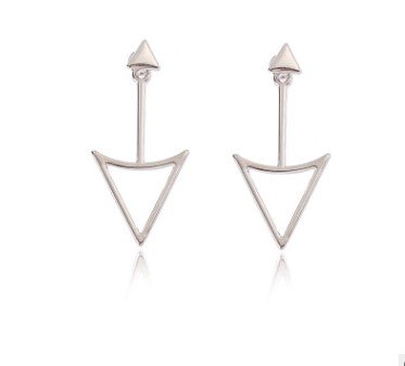 Glossy Geometric Hollow Triangle Metal Stud Earrings - Image 13