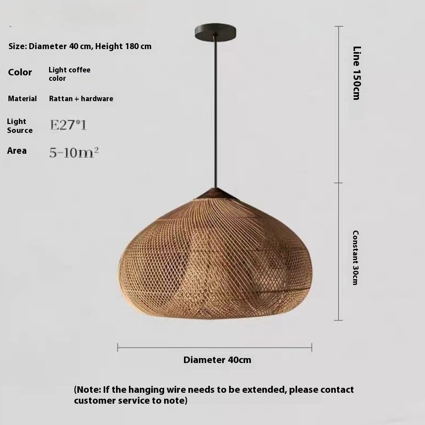 Rattan Ceiling Lamp Restaurant Retro Hand-woven Lamp - Image 4