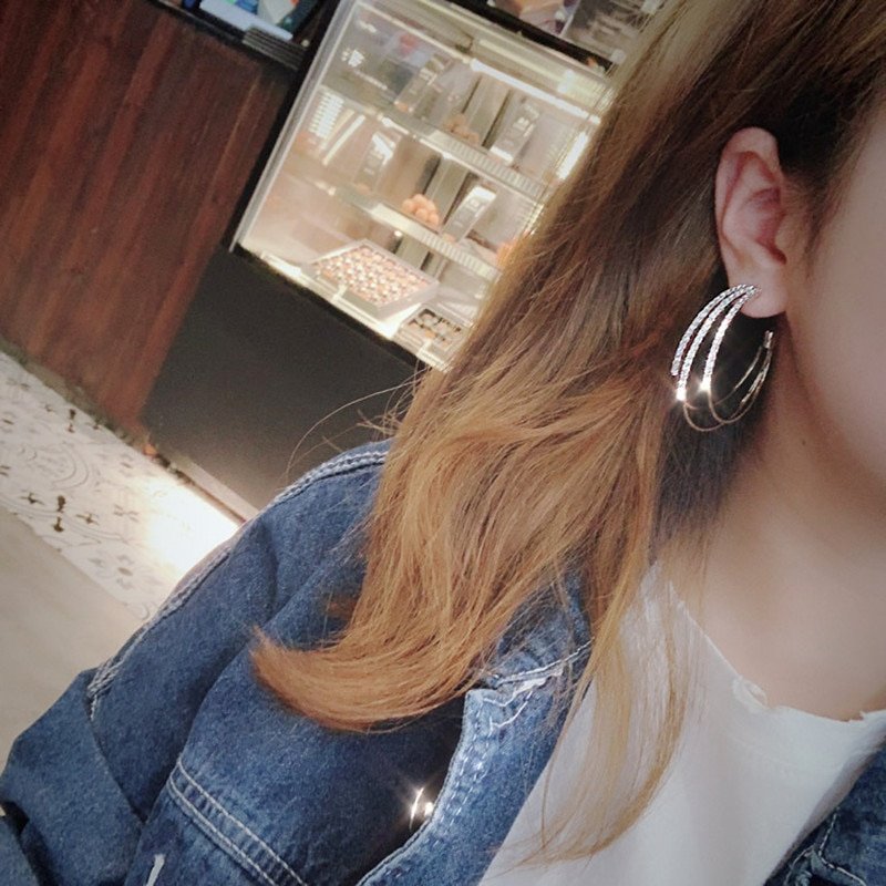 925 silver needle trend wild big circle earrings - Image 13