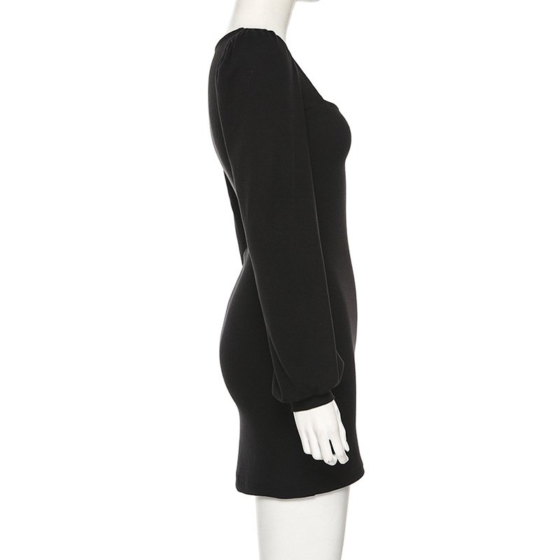 Lantern square neck bag hip dress - Image 8