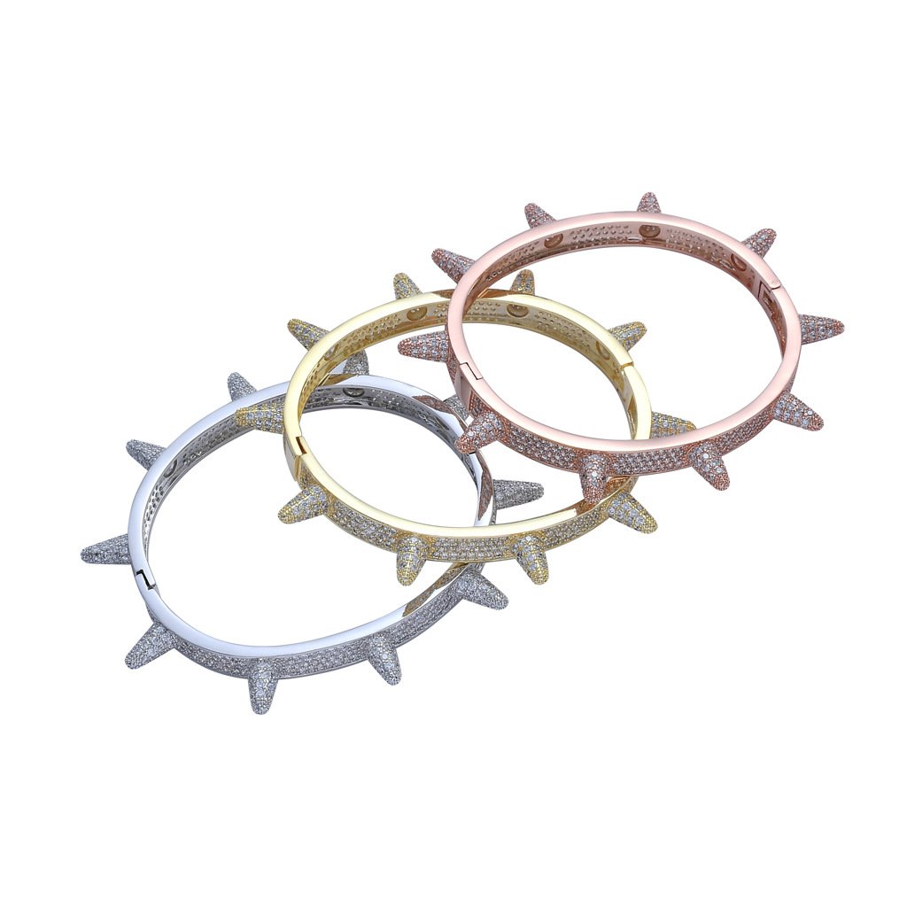 Zircon rivet punk heavy metal bracelet - Image 3