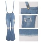 High waist denim flared pants with straps