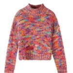 New dress stitching, high collar and short sweater