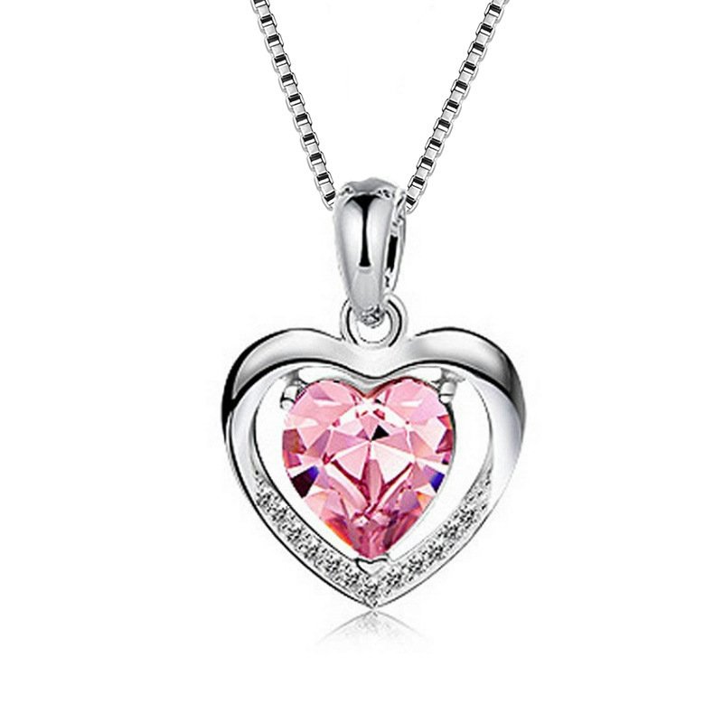 925 sterling silver my heart eternal necklace jewelry crystal pendant - Image 2