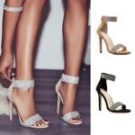 Fish mouth rhinestone high heel women sandals