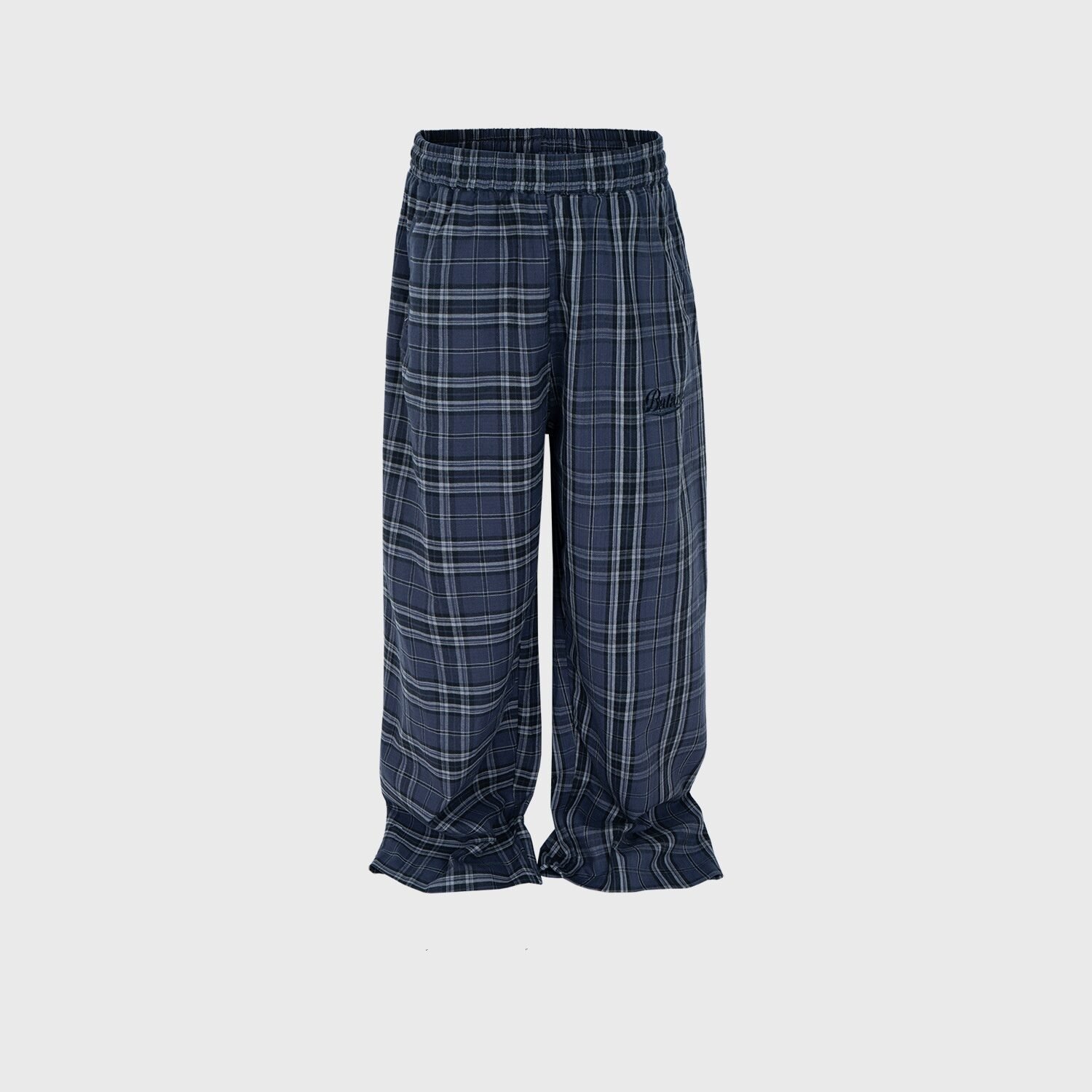 Neutral Straight Plaid Drawstring Casual Pants - Image 4