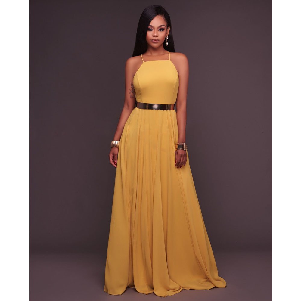Chiffon big swing sexy backless suspender skirt long dress - Image 14
