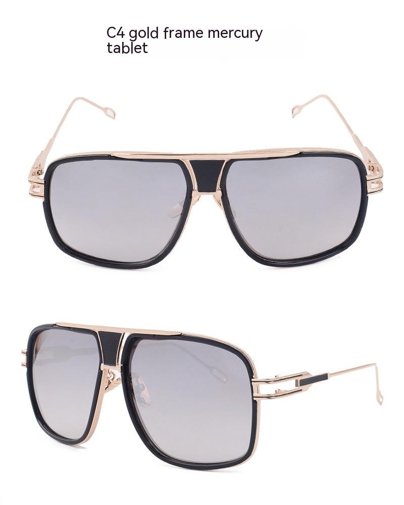 Men's Women's Sunglasses Fashion Vintage With Large Rims Metal Gradient - Image 4