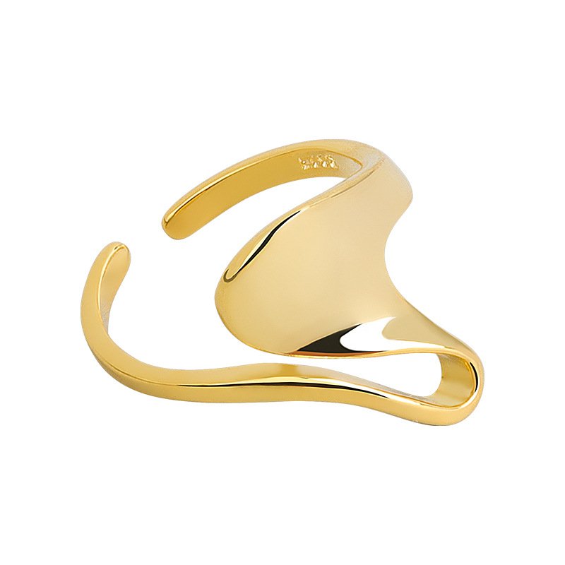 Gold-plated Ring Exaggerated Irregular Concave Wide Surface - Image 5