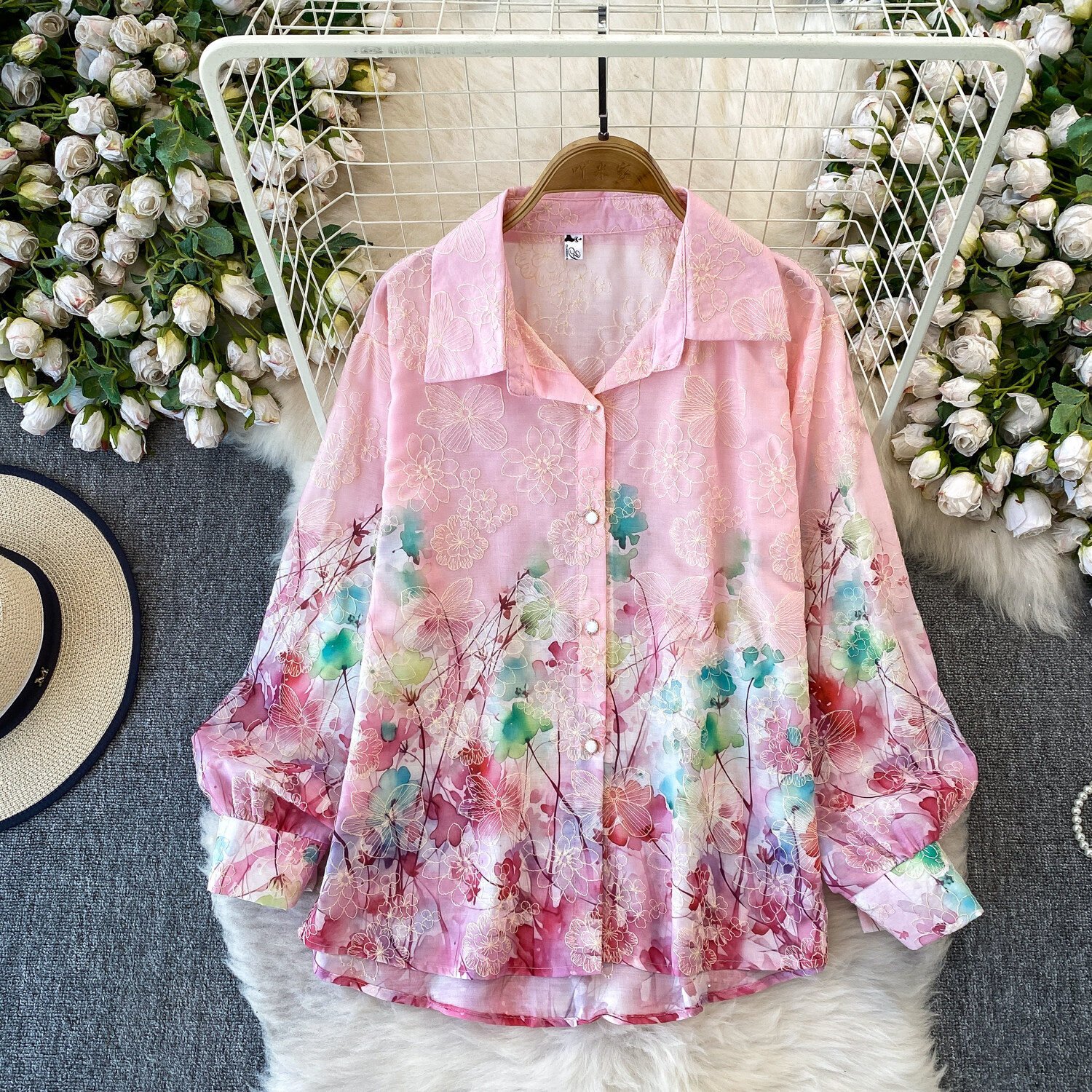 Printed Long-Sleeve Sun-Protective Shirt Womens Loose Mid-Length Coat - Image 9