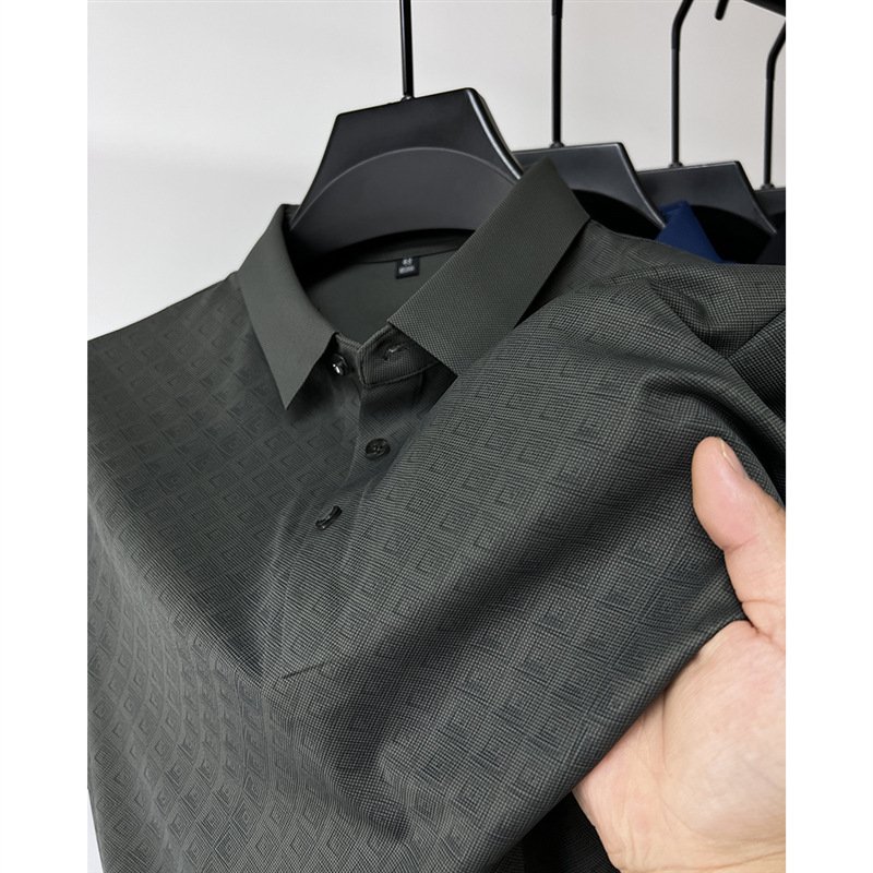 High-end Elegant Ice Silk Short Sleeve T-shirt Men - Image 3