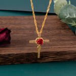 Fashion Rose Flower Cross Necklace Gold Crystal Infinity Anka Pendant Necklaces For Women Religious Jewelry