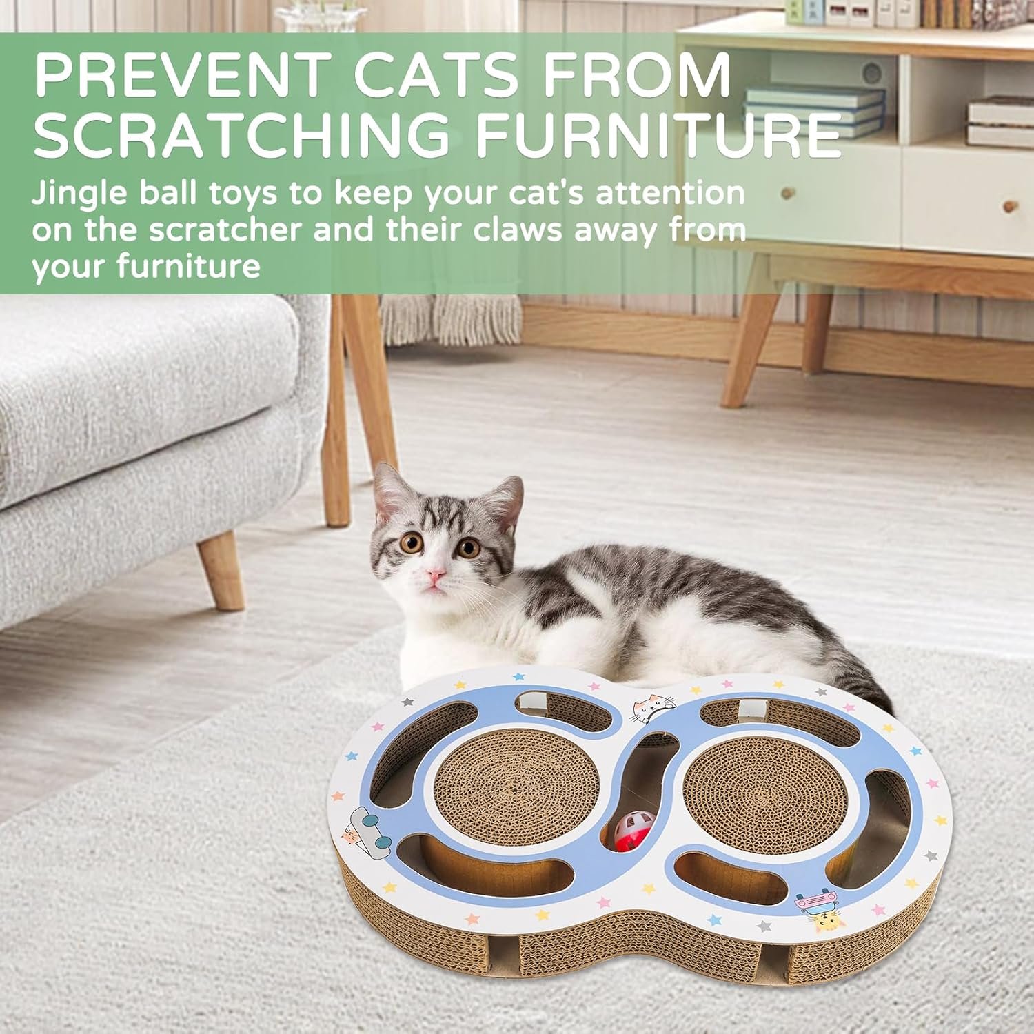 Cat Claw Scratch Pad Cat Round Cat Scratcher Cardboard Toys For Indoor Cats Cat Scratcher Toy Ball Track Cat Toys Cats Grinding Claw Protector For Couch Carpets Sofas - Image 3