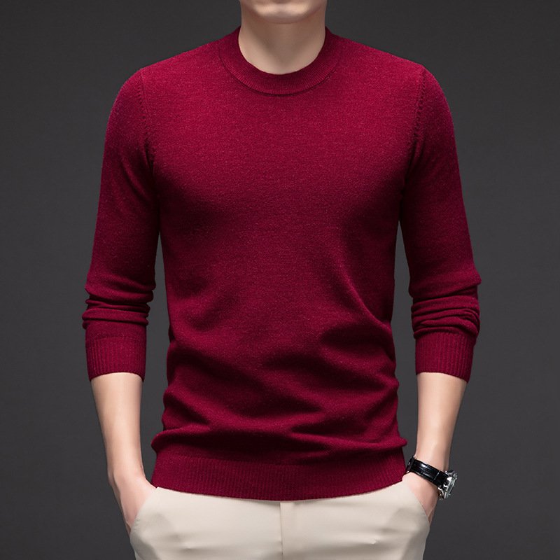 Solid Color Men's Round Neck Long Sleeve Autumn And Winter Leisure Sweater - Image 14