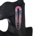 Gradually Changing Color Rhinestone Long Tassel Earrings, Personalized Sparkle Diamond Earrings