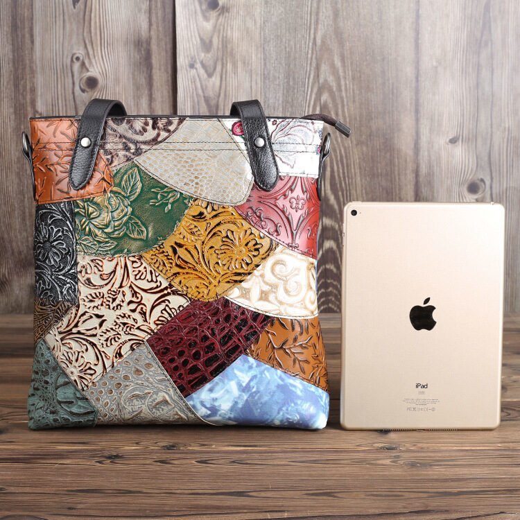 Vertical One-Shoulder Bag Fashion Stitching Leather Female Bag - Image 2