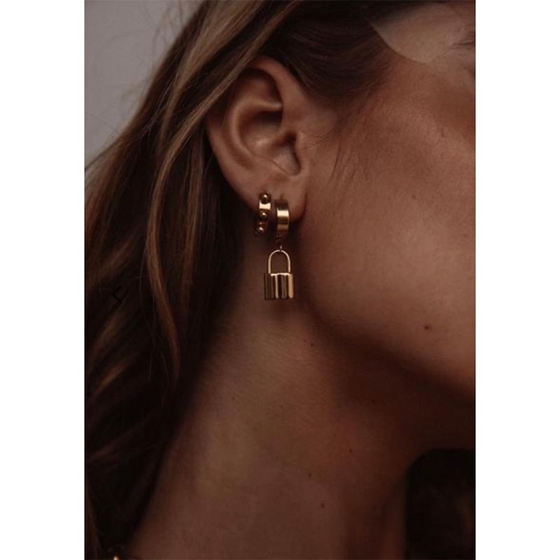 Women's Pure Copper Lock Earrings