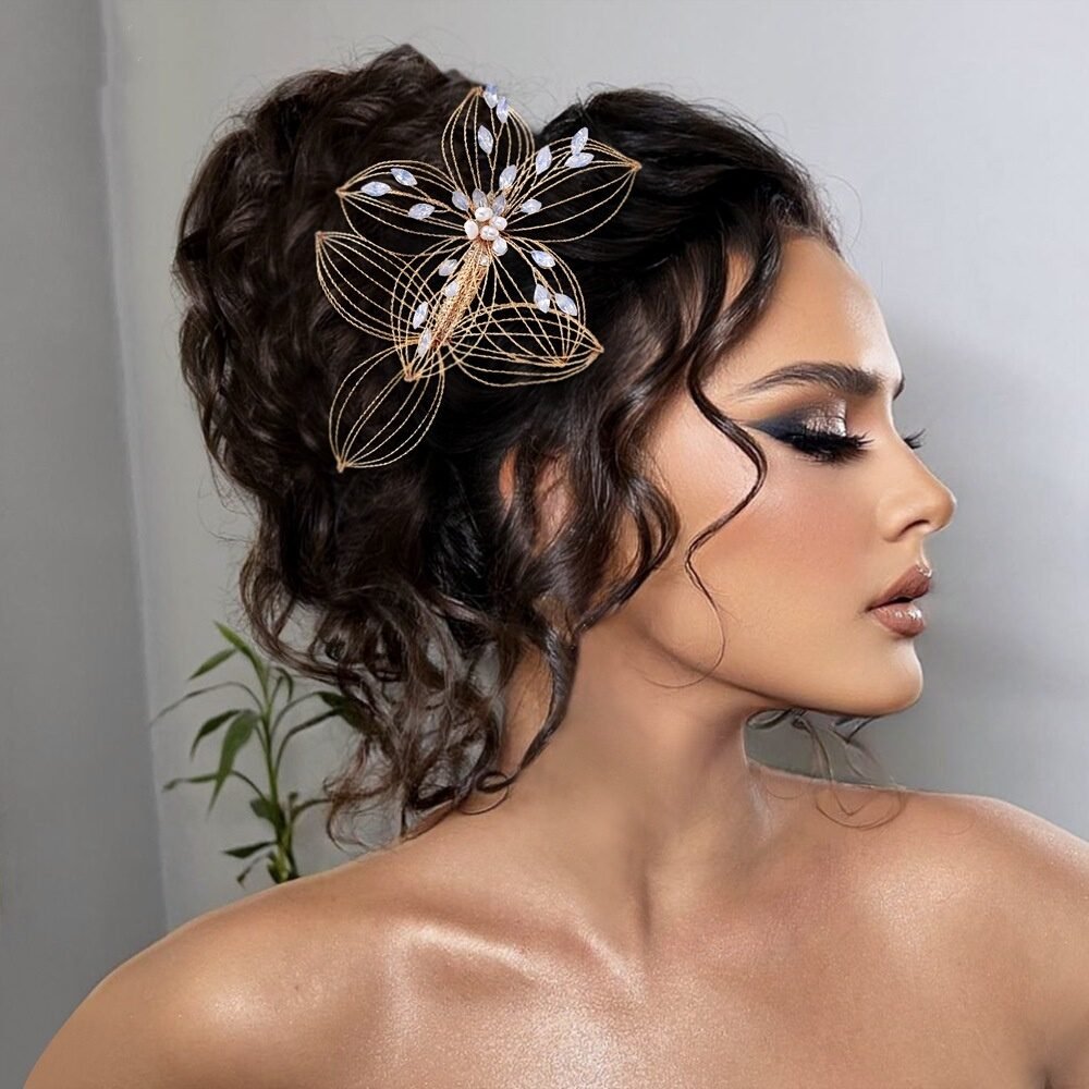Antique Accessories Bridal Headdress Hollow Leaf Hair Comb