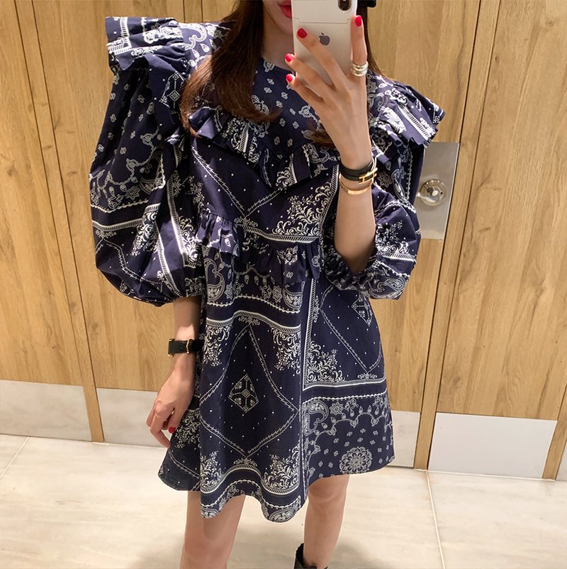 Spring Women's Ethnic Style Stitching Ruffle Dress - Image 2