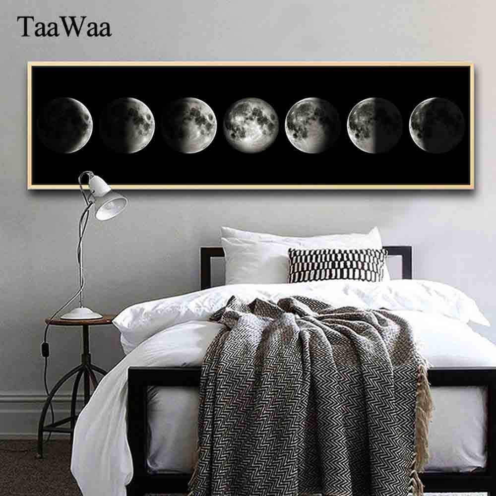 Lunar eclipse black and white canvas painting - Image 4