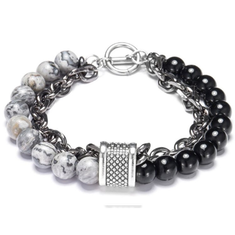 European And American Frosted Map Stone Men's Bracelet - Image 3