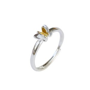 Sweet And Lovely Three-Dimensional Golden Butterfly Ring