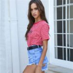 Round Neck Short Sleeve Contrast Print T-Shirt