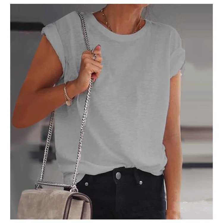 Pure Color Plus Size Casual All-Match T-Shirt Women's Top