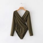 Cross stitching long sleeve jumpsuit