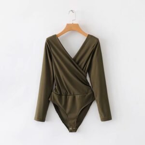 Cross stitching long sleeve jumpsuit
