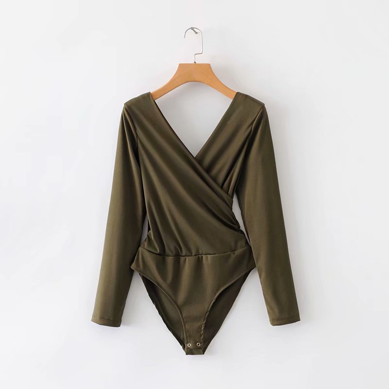 Cross stitching long sleeve jumpsuit
