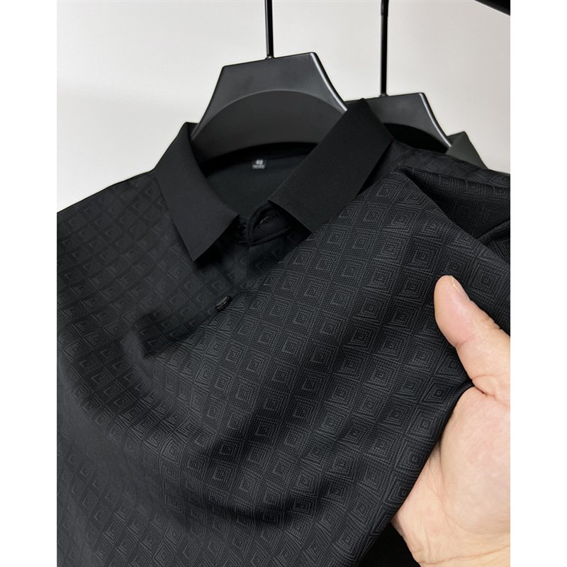 High-end Elegant Ice Silk Short Sleeve T-shirt Men - Image 5
