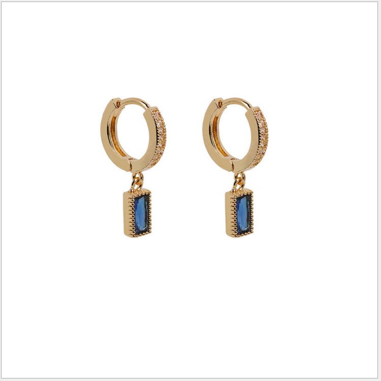 Temperament all-match blue zircon square earrings - Image 3