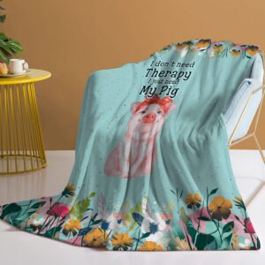 1pc Cute Blue Background Pig Soft Printed Flannel Sofa Blanket, Comfortable And Warm For Home Use, Suitable For Bed, Sofa, Camping And Multi Scene Seasonal Use