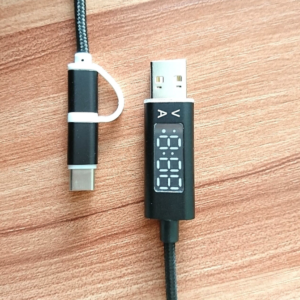 Bakeey Micro USB 2 In 1 Type C Charging Cable Current Voltage Display Nylon Braided Charger Cable For