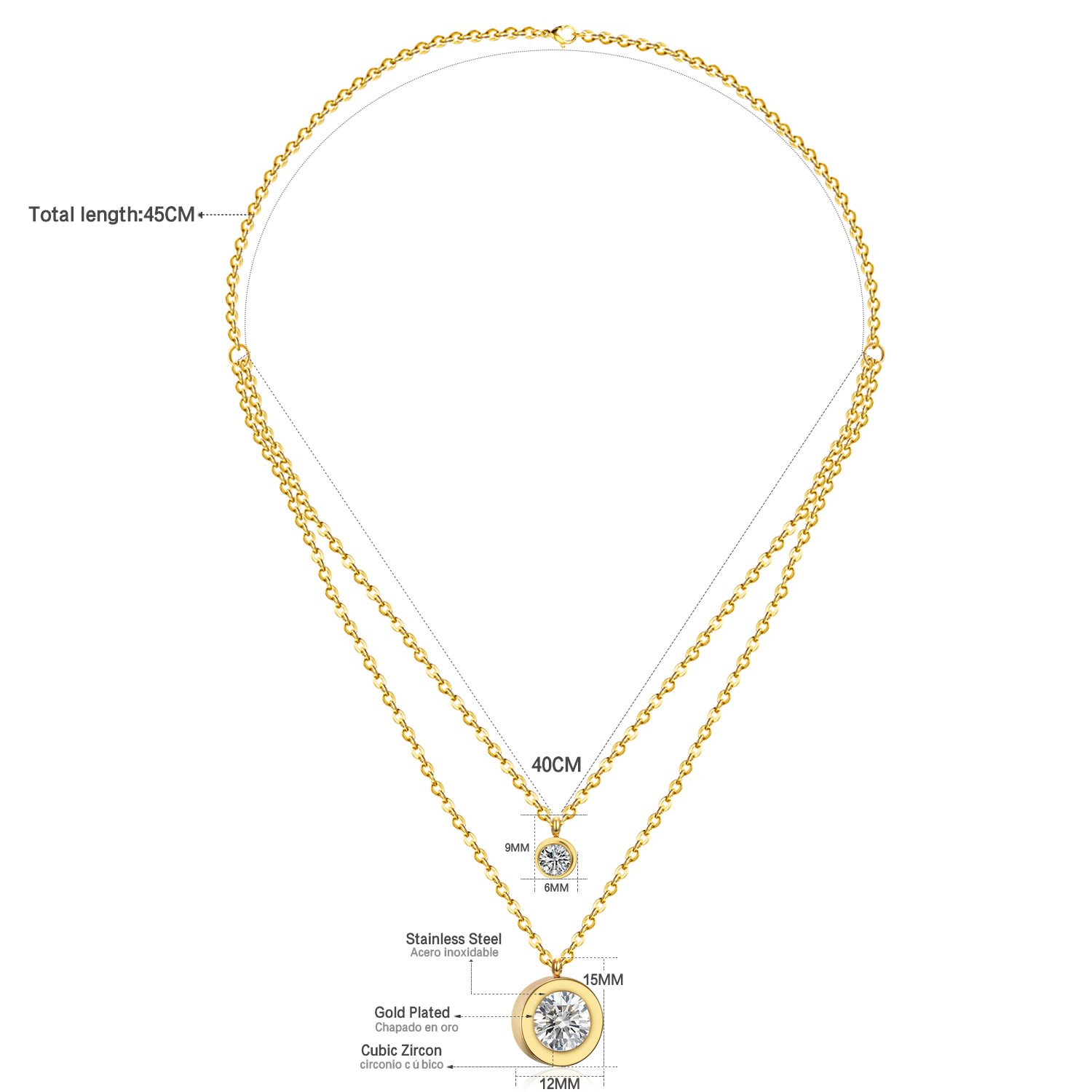 Double chain pendant necklace - Image 2