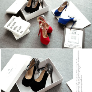 Fashion ultra-high heel stiletto waterproof platform shallow mouth round head women's shoes wedding shoes
