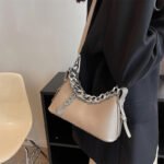 Niche Fashion Wide Shoulder Strap Messenger One Shoulder Underarm Chain Baguette Women's Bag
