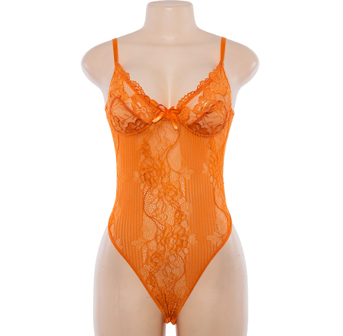 Shoulder strap bow openwork lace jumpsuit - Image 12