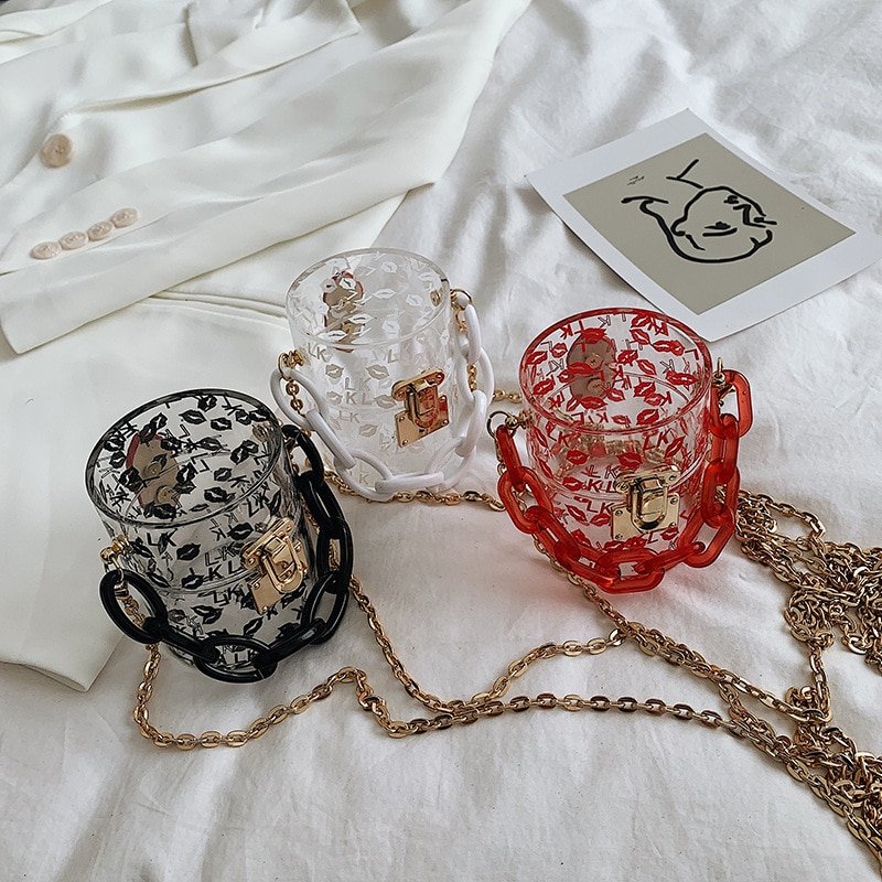 Transparent one-shoulder messenger small chain bag