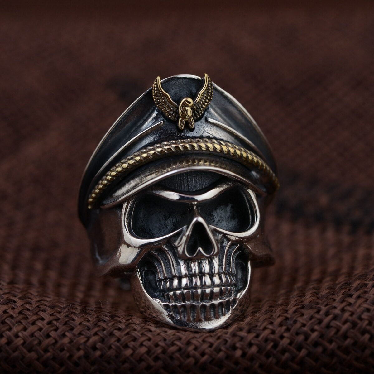 Deer King jewelry personality skull Mensring wholesale S925 Silver Antique Style - Image 4