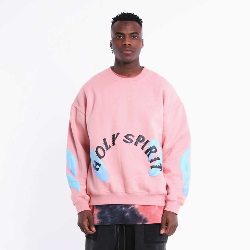 Men's crew neck sweatshirt with flame letter print - Image 4
