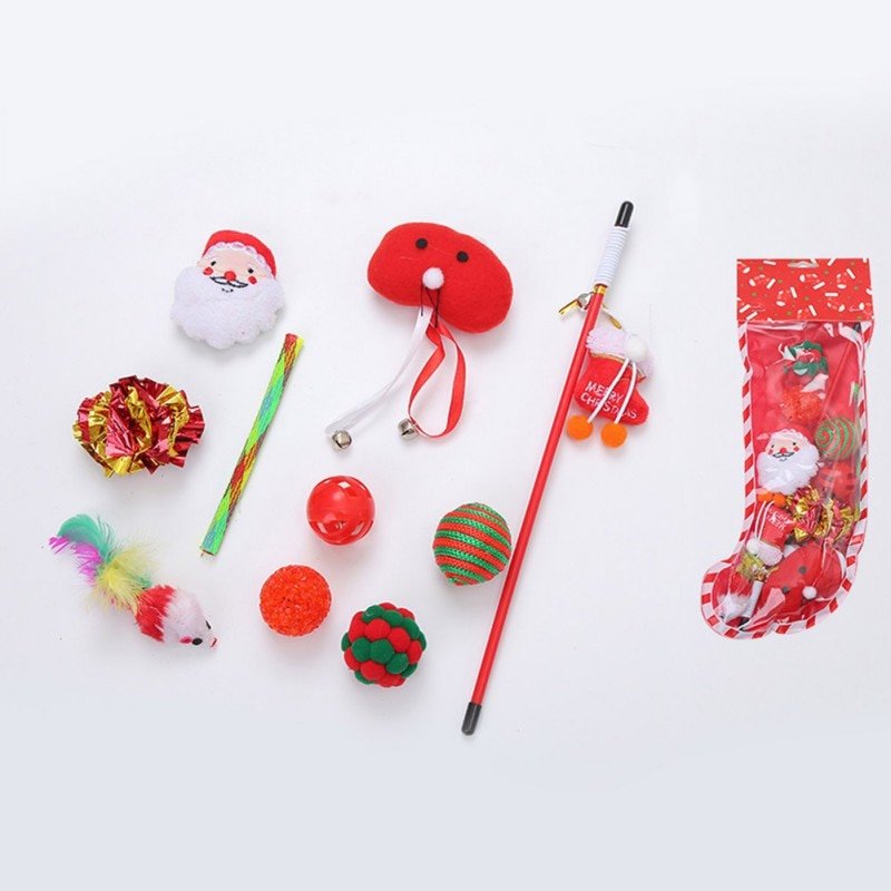 Christmas stocking bells plush mouse funny cat stick pet cat toy - Image 6
