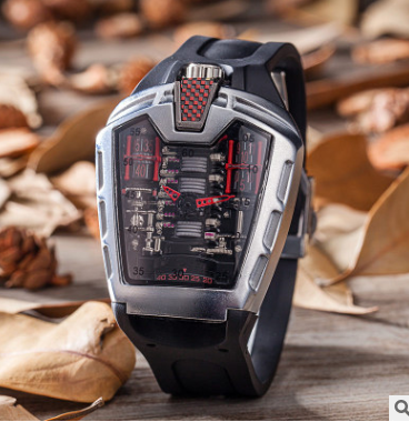 Fashion hollow ghost head silicone belt quartz men's watch imitation mechanical watch - Image 11