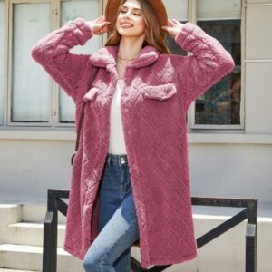 Women's Plush Loose Single-breasted Diamond Coat Overcoat