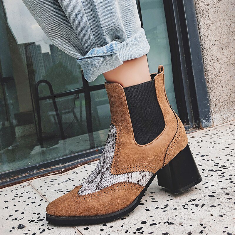 Sleeve pointed toe fashionable chunky heel ankle boots - Image 3