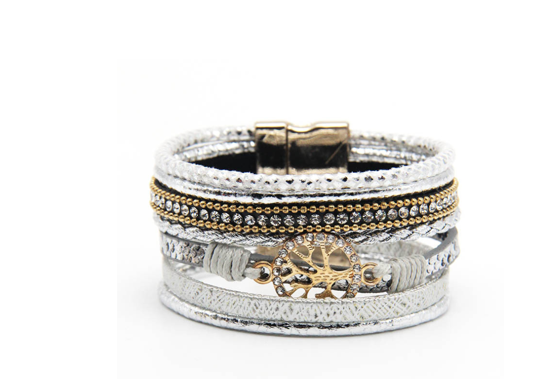 Explosion models Europe and America leather rope bracelets Hollow life tree ladies magnetic buckle jewelry - Image 6