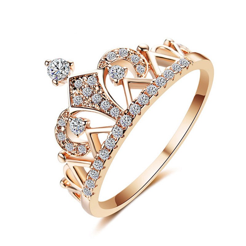 New ladies crown ring diamond ring Korean jewelry creative gift - Image 5
